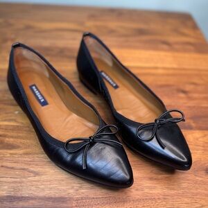 Margaux The Pointe Black Napa Pointed Toe 38.5 Leather Flat Ballet